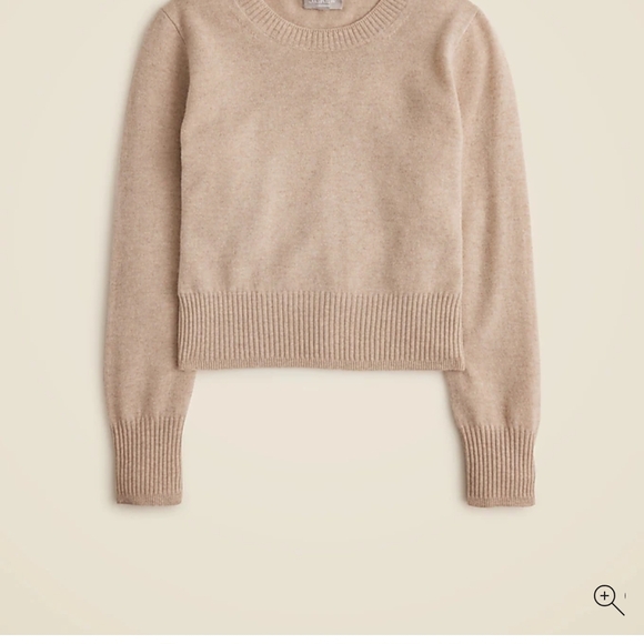 Cashmere shrunken crewneck sweater J. Crew Light Beige Crew Neck Sweater - Picture 3 of 8